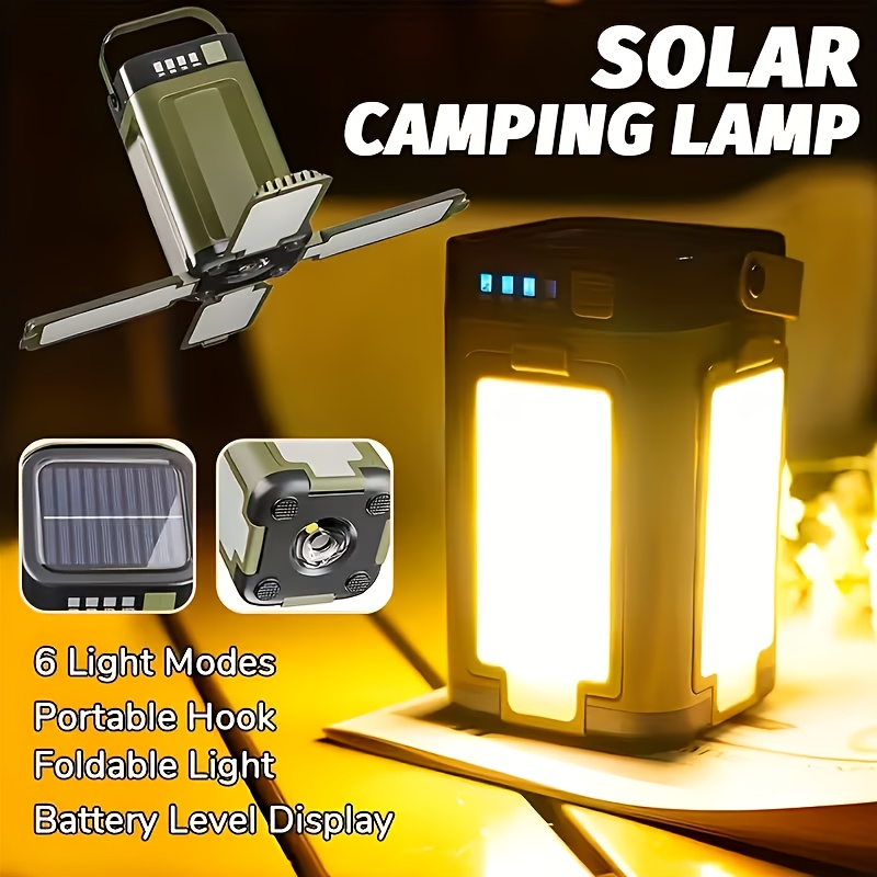 Outdoor Lighting Solar - Lampada Solare Portatile da Campeggio, Ricarica