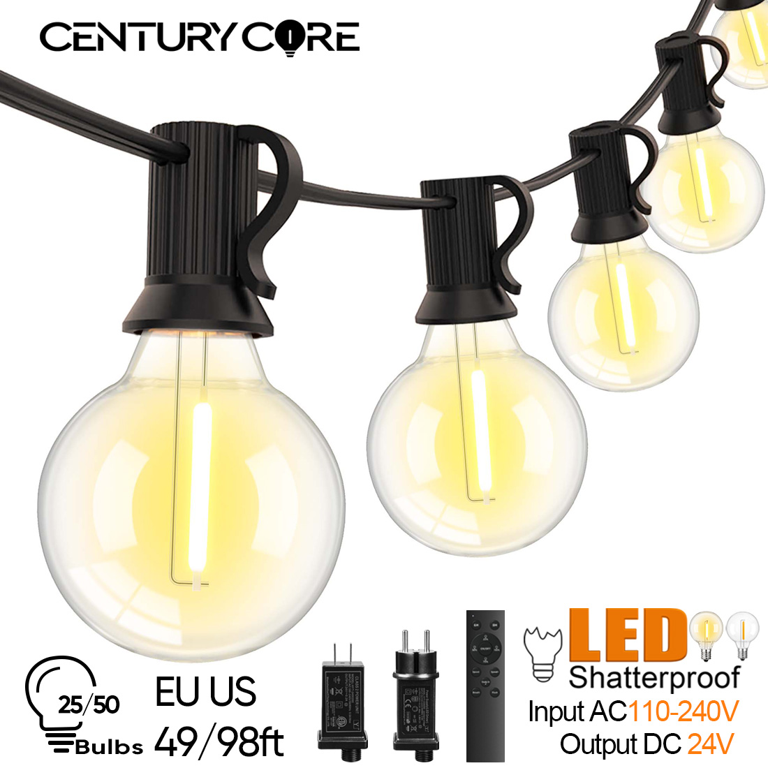 Outdoor Lighting Year Round - Luci a Stringa LED G40 15M