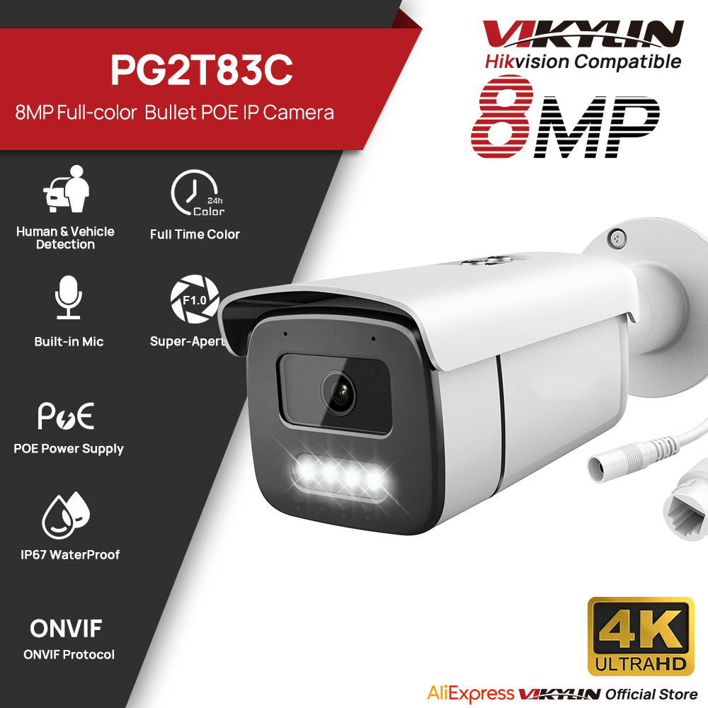 Outdoor Lighting Options - Telecamera IP Bullet Vikylin 8MP con