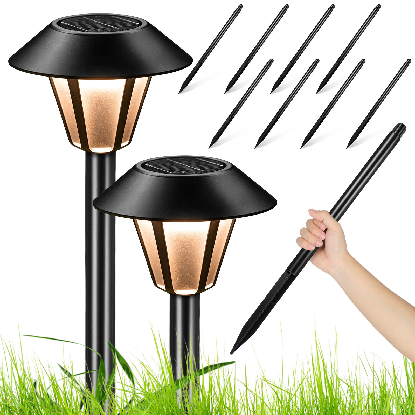 8 Set di Picchetti Solari Neri - Outdoor Lighting And Landscape recensione e prezzo